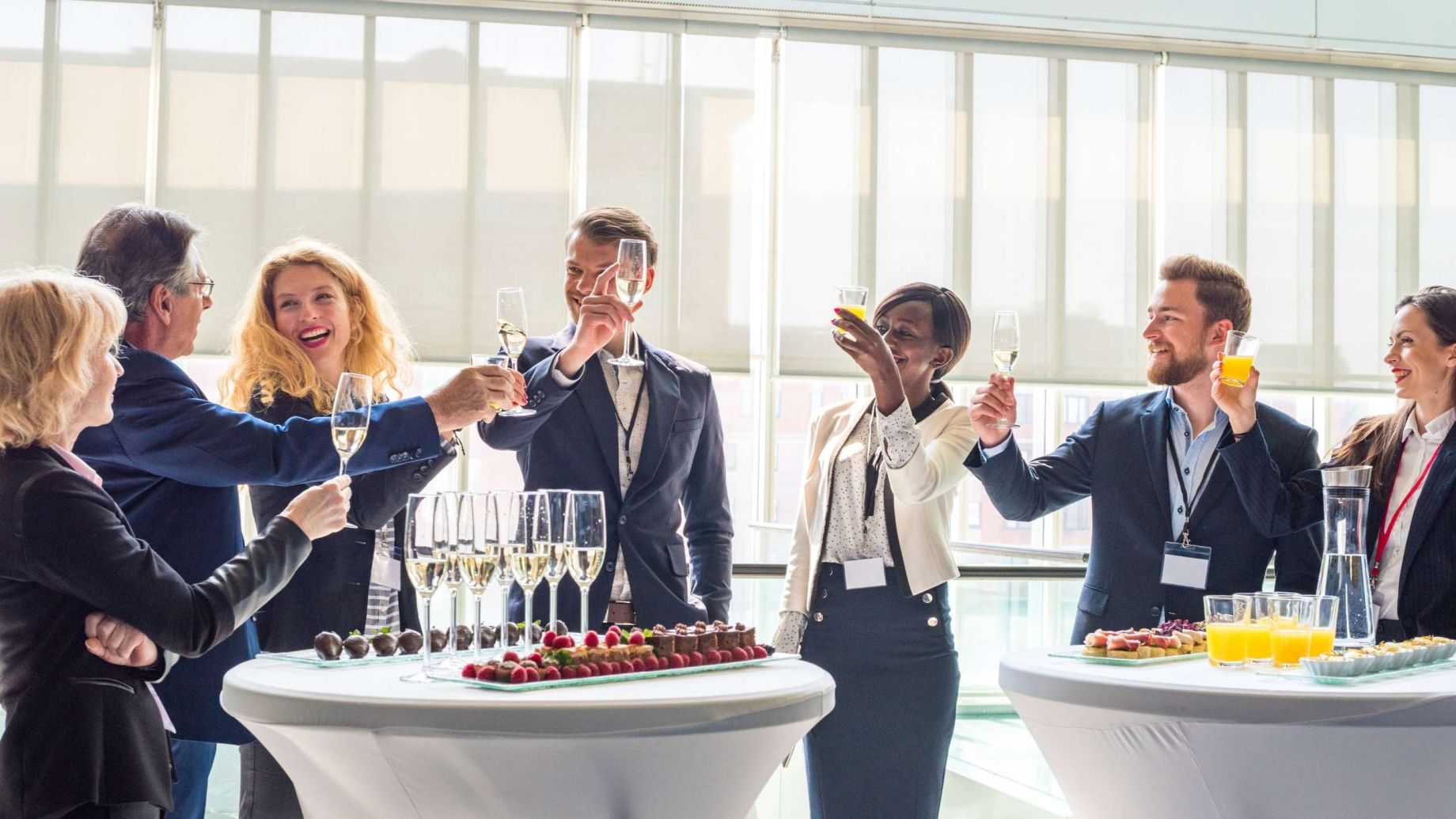 group of business professionals having event
