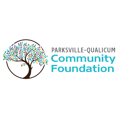 Parksville Qualicum Community Foundation logo with blue tree blue text